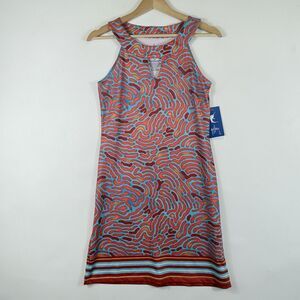 NEW Guy Harvey Womens XS Sleeveless‎ Coral Aqua Coastal Casual Stretchy Dress
